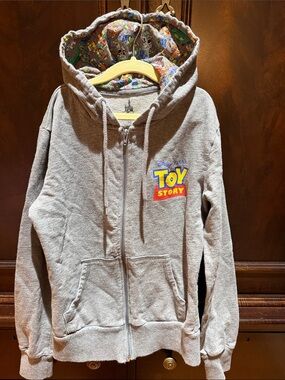 Disney Parks Pixar Toy Story Hoodie Womens XS Graphic Full Zip Jacket Gray